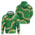 Green Palaka Hawaii Mele Kalikimaka Zip Hoodie Ohia Lehua Monstera Puakenikeni Lei - Polynesian Pride