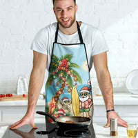 Hawaii Christmas Mele Kalikimaka Apron Festive Palm Chilling Santa With Surfboard LT14 - Polynesian Pride