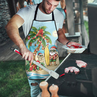 Hawaii Christmas Mele Kalikimaka Apron Festive Palm Chilling Santa With Surfboard LT14 - Polynesian Pride