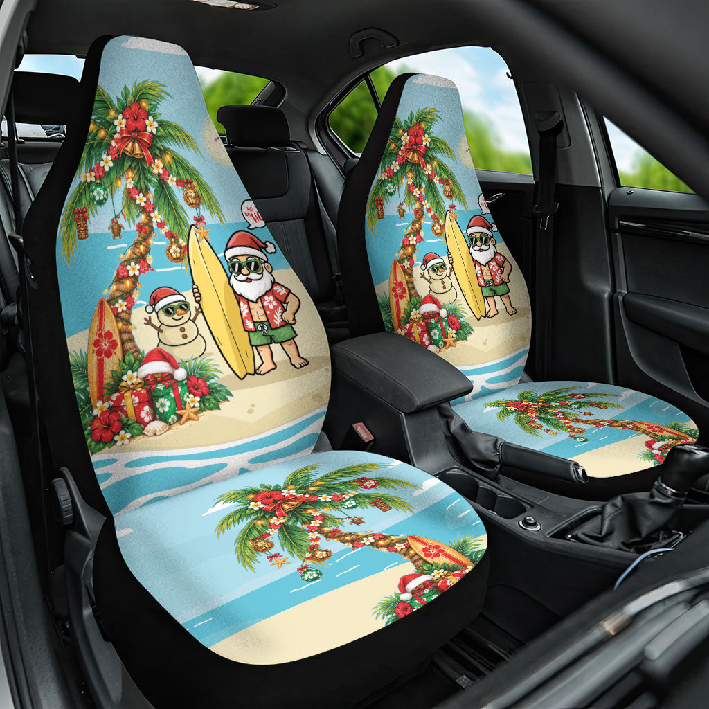 Hawaii Christmas Mele Kalikimaka Car Seat Cover Festive Palm Chilling Santa With Surfboard LT14 One Size Blue - Polynesian Pride