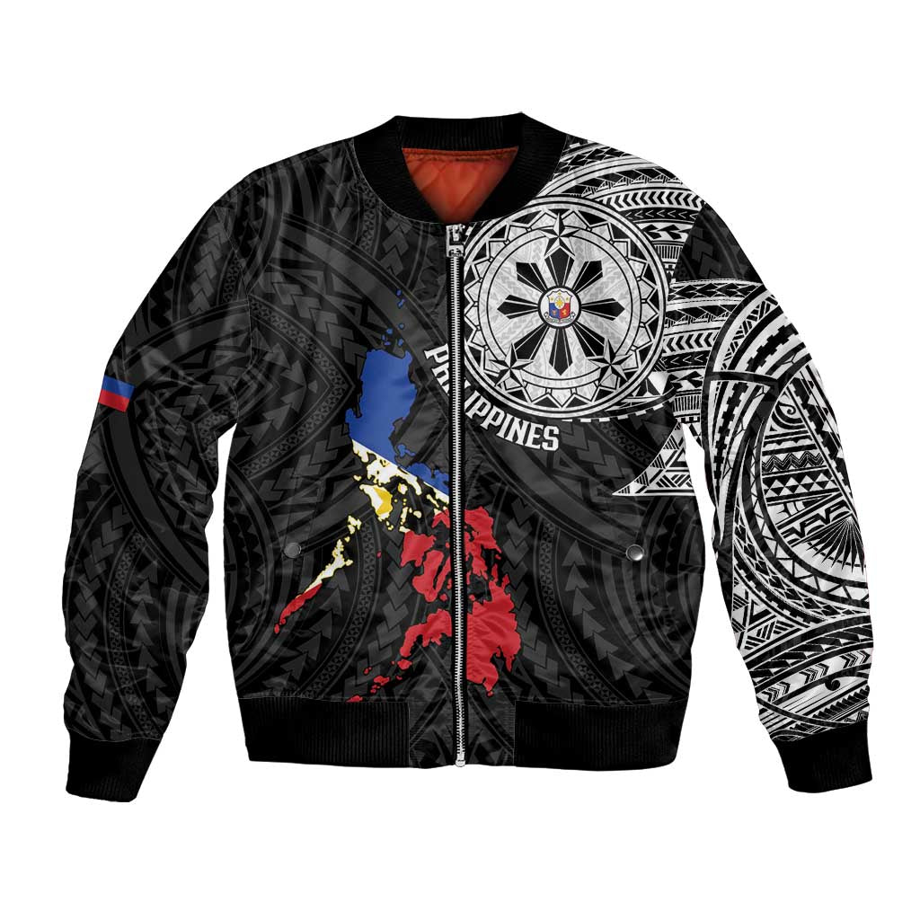 Philippines Strong Bomber Jacket Filipino Map Polynesian Tattoo - Polynesian Pride