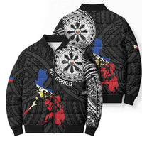 Philippines Strong Bomber Puffer Jacket Filipino Map Polynesian Tattoo - Polynesian Pride