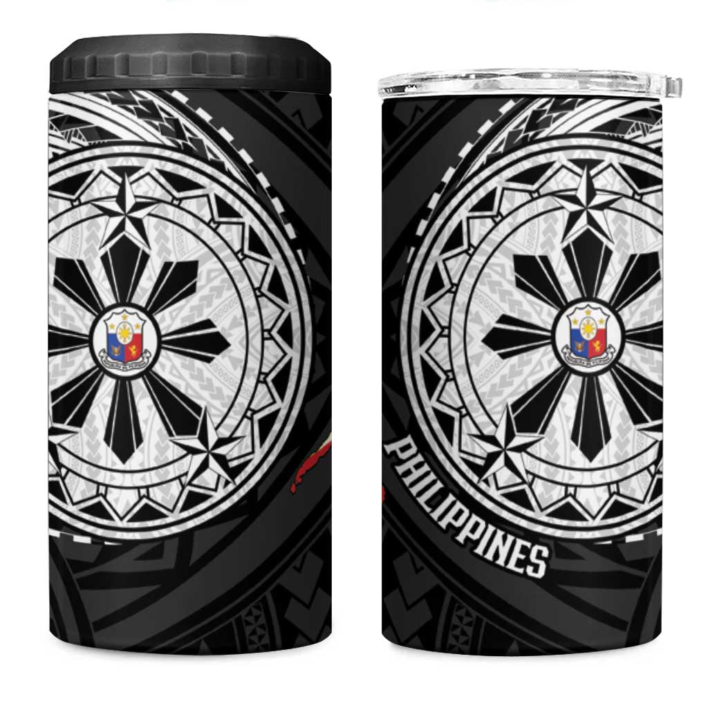 Philippines Strong 4 in 1 Can Cooler Tumbler Filipino Map Polynesian Tattoo - Polynesian Pride