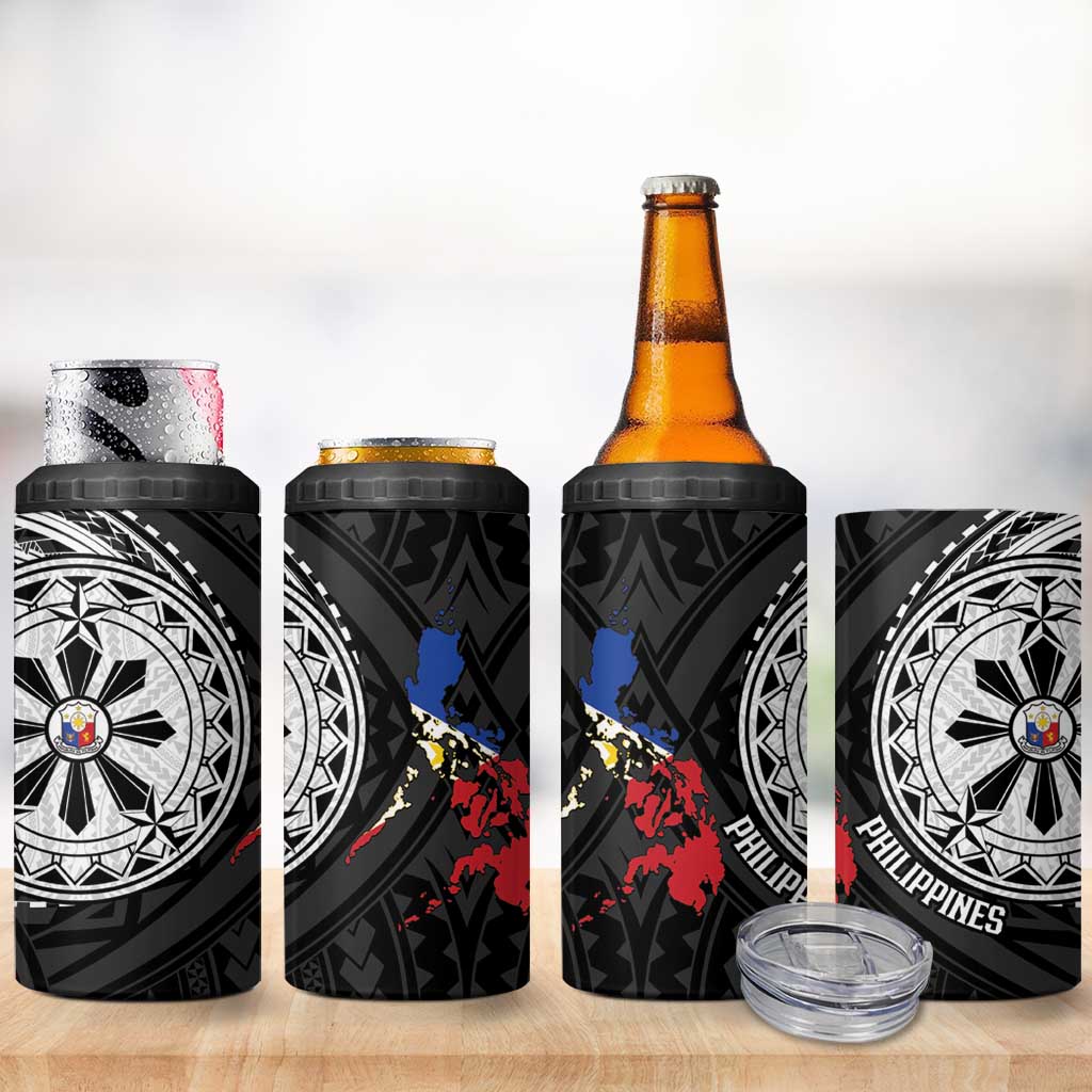 Philippines Strong 4 in 1 Can Cooler Tumbler Filipino Map Polynesian Tattoo - Polynesian Pride
