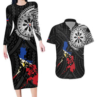 Philippines Strong Couples Matching Long Sleeve Bodycon Dress and Hawaiian Shirt Filipino Map Polynesian Tattoo - Polynesian Pride