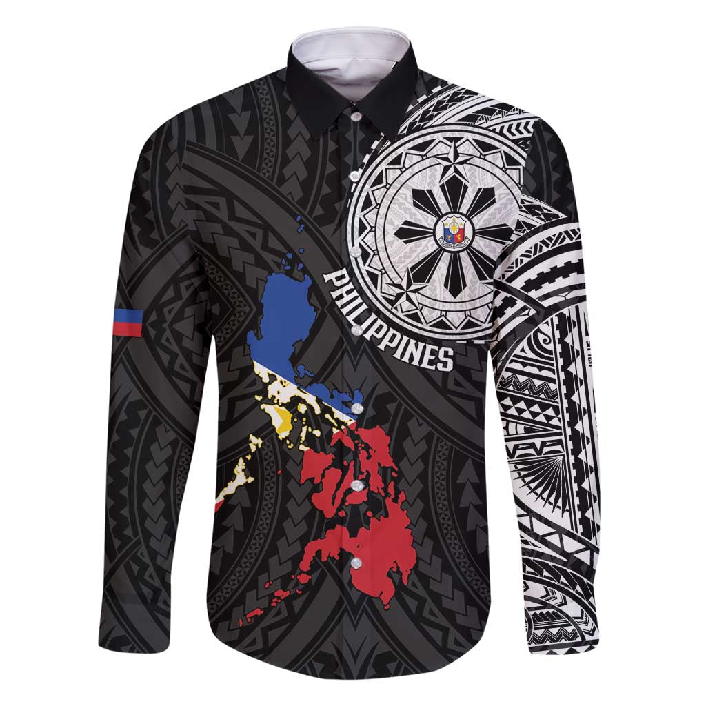 Philippines Strong Family Matching Long Sleeve Bodycon Dress and Hawaiian Shirt Filipino Map Polynesian Tattoo - Polynesian Pride