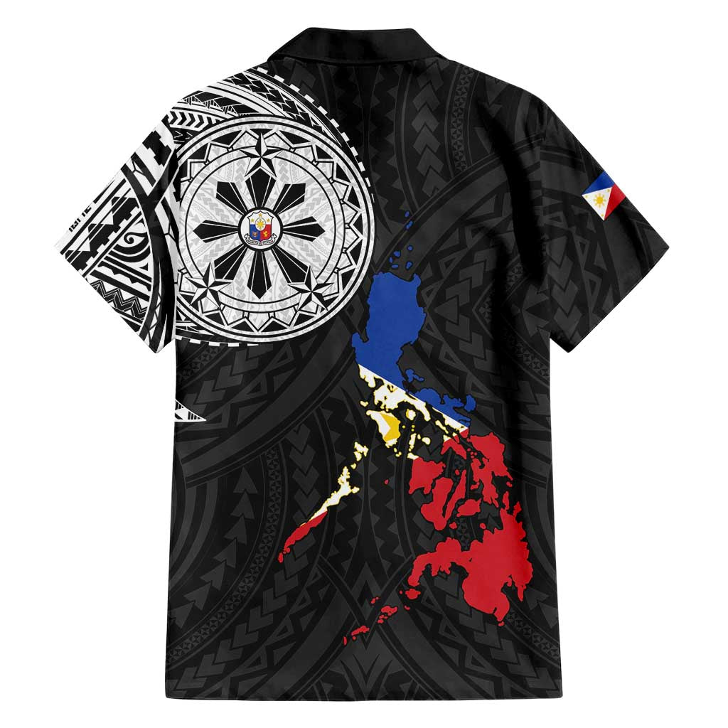Philippines Strong Family Matching Off Shoulder Short Dress and Hawaiian Shirt Filipino Map Polynesian Tattoo LT14 - Polynesian Pride