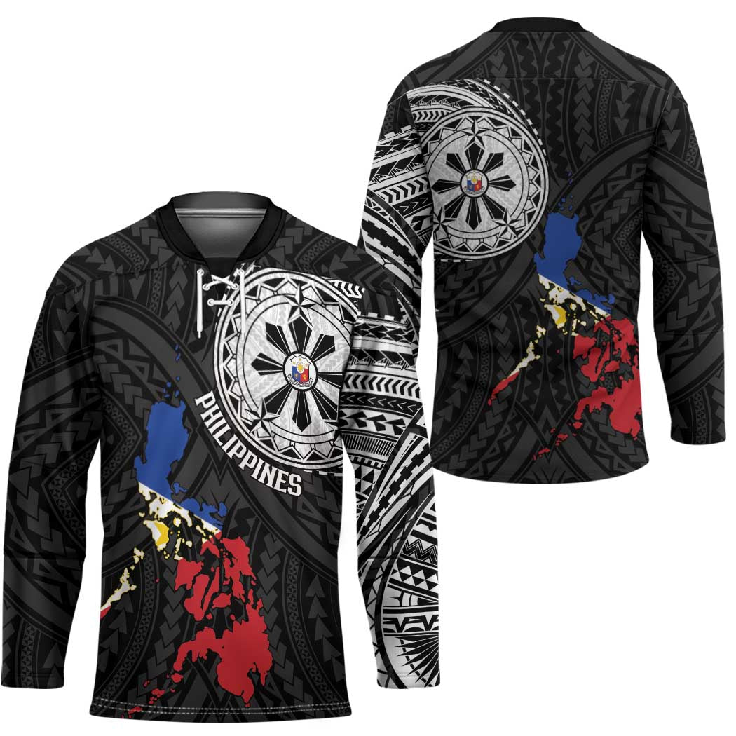 Philippines Strong Hockey Jersey Filipino Map Polynesian Tattoo - Polynesian Pride