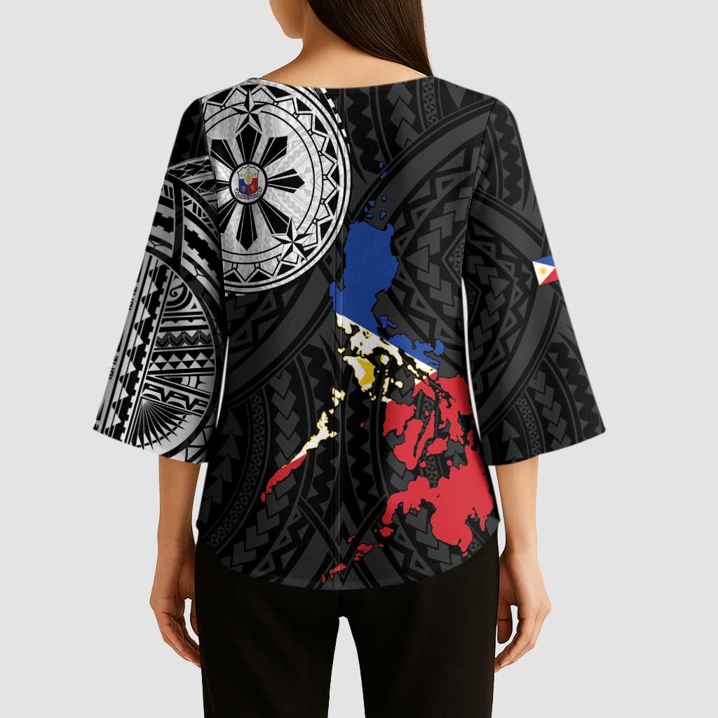Philippines Strong Kimono Sleeve Blouse Filipino Map Polynesian Tattoo - Polynesian Pride
