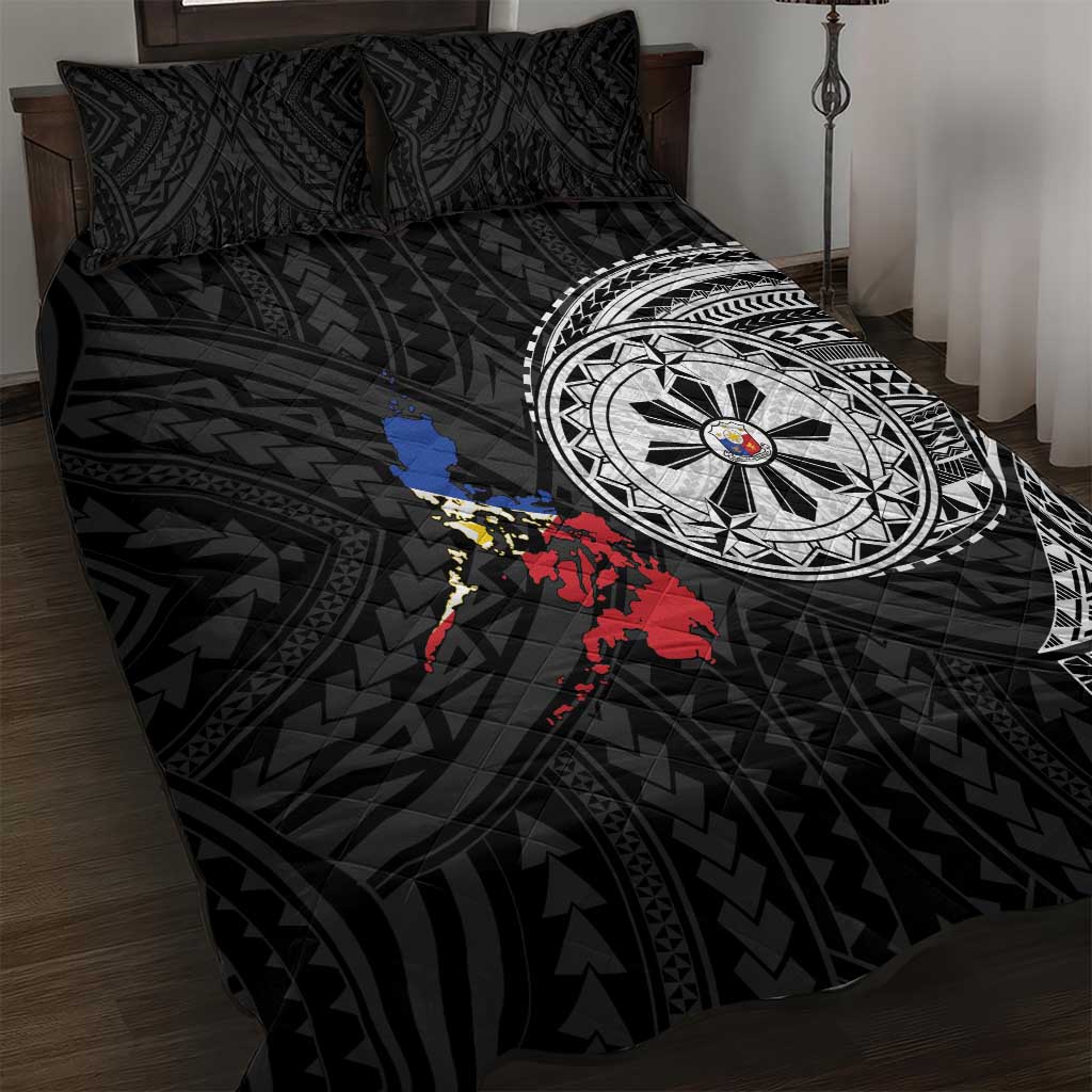 Philippines Strong Quilt Bed Set Filipino Map Polynesian Tattoo - Polynesian Pride