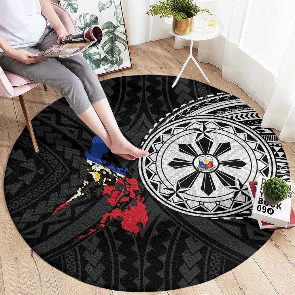 Philippines Strong Round Carpet Filipino Map Polynesian Tattoo - Polynesian Pride