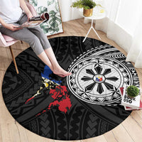 Philippines Strong Round Carpet Filipino Map Polynesian Tattoo - Polynesian Pride