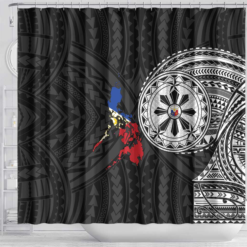 Philippines Strong Shower Curtain Filipino Map Polynesian Tattoo - Polynesian Pride