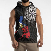 Philippines Strong Sleeveless Hoodie Filipino Map Polynesian Tattoo - Polynesian Pride