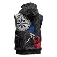 Philippines Strong Sleeveless Zip Hoodie Filipino Map Polynesian Tattoo - Polynesian Pride