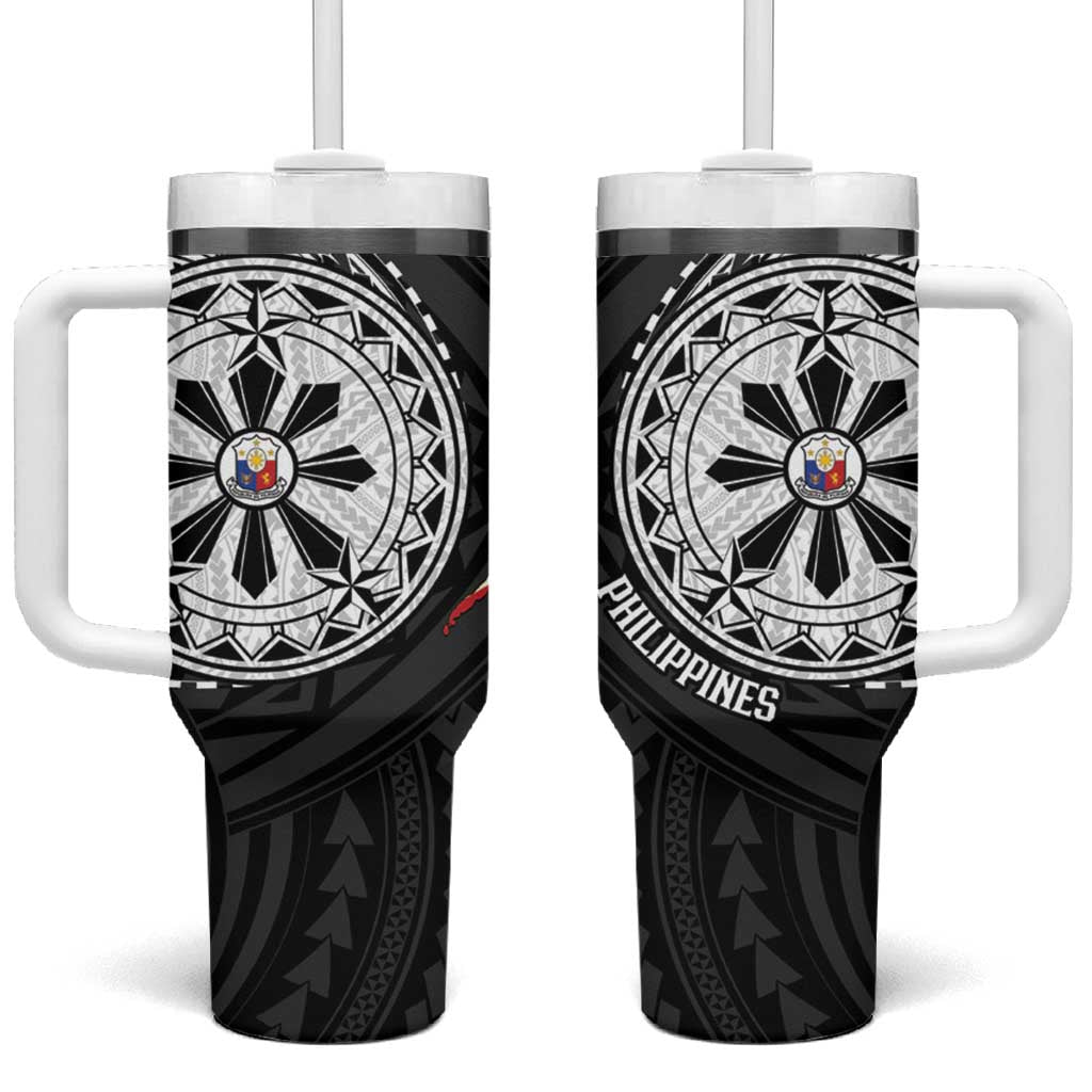 Philippines Strong Tumbler With Handle Filipino Map Polynesian Tattoo - Polynesian Pride