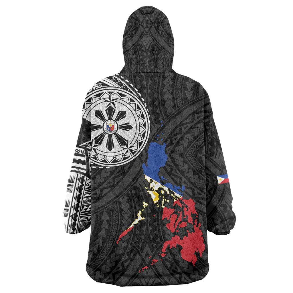 Philippines Strong Wearable Blanket Hoodie Filipino Map Polynesian Tattoo - Polynesian Pride