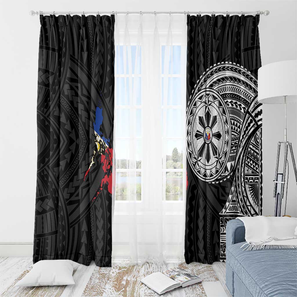 Philippines Strong Window Curtain Filipino Map Polynesian Tattoo - Polynesian Pride