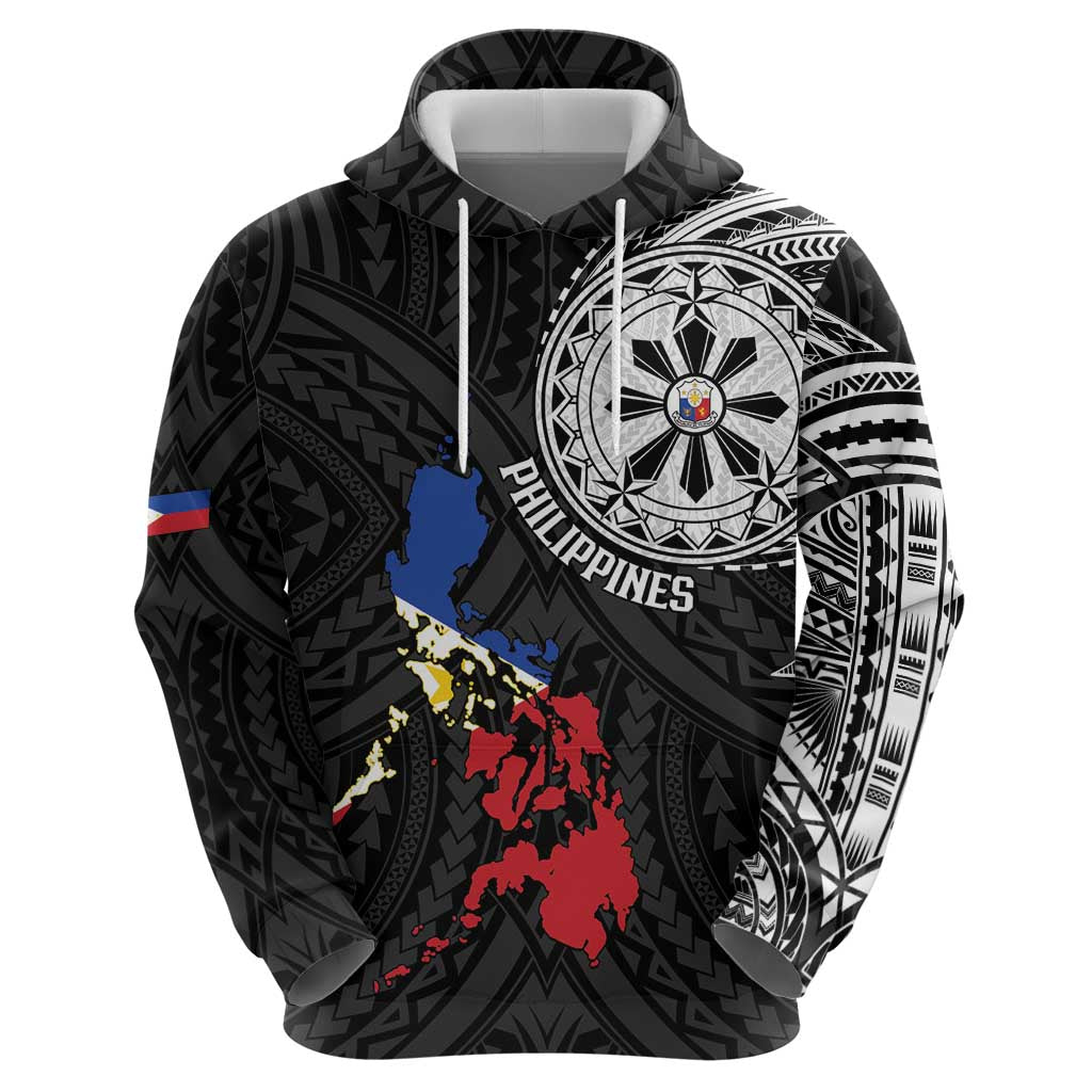 Philippines Strong Zip Hoodie Filipino Map Polynesian Tattoo - Polynesian Pride