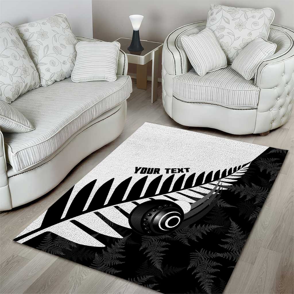 New Zealand Lawn Bowls Custom Area Rug Aotearoa Silver Fern - Polynesian Pride