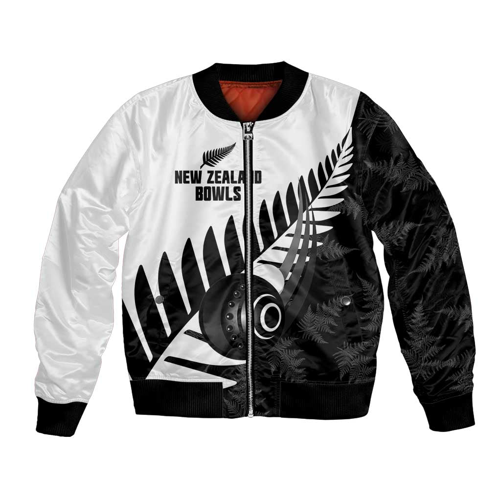 New Zealand Lawn Bowls Custom Bomber Jacket Aotearoa Silver Fern - Polynesian Pride