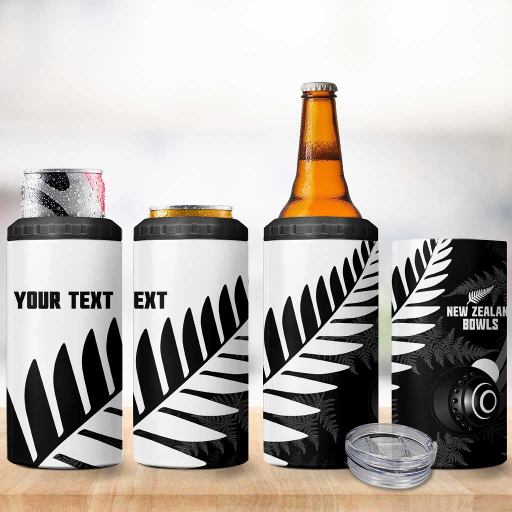 New Zealand Lawn Bowls Custom 4 in 1 Can Cooler Tumbler Aotearoa Silver Fern - Polynesian Pride