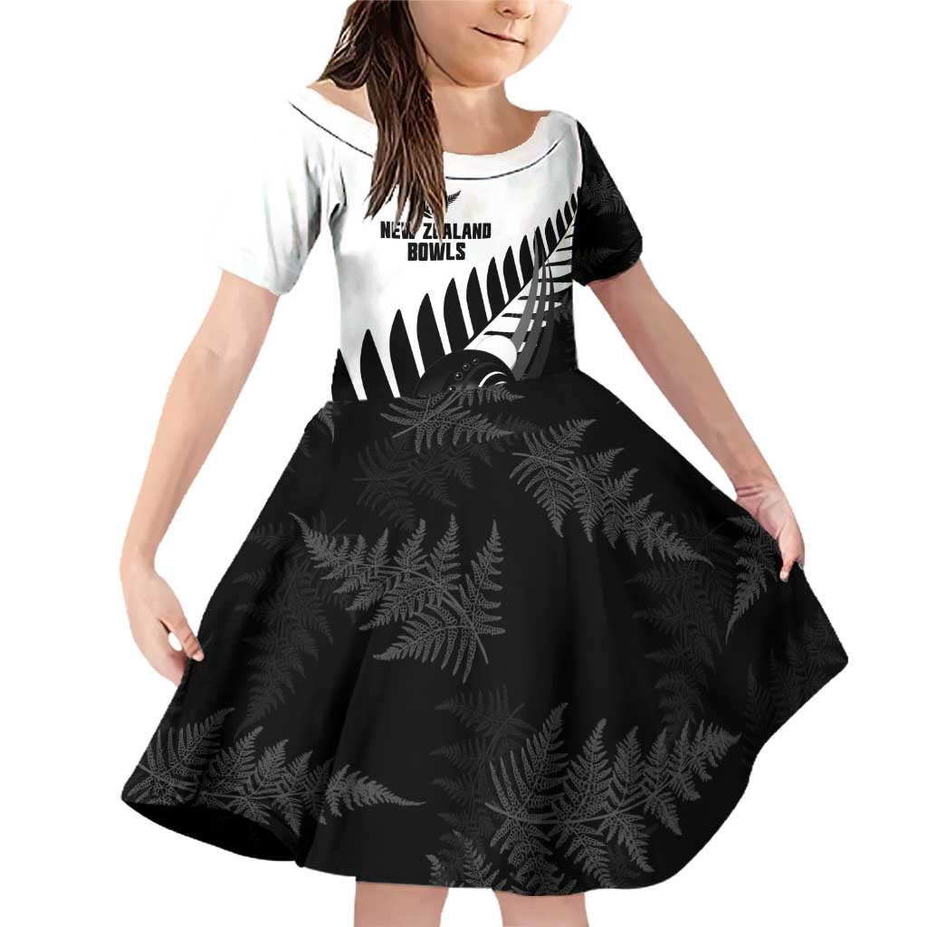 New Zealand Lawn Bowls Custom Family Matching Off Shoulder Short Dress and Hawaiian Shirt Aotearoa Silver Fern - Polynesian Pride