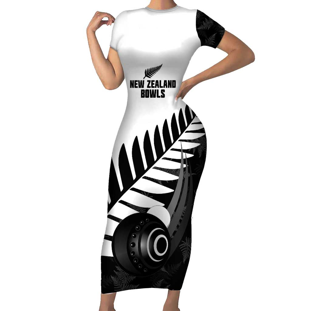 New Zealand Lawn Bowls Custom Family Matching Short Sleeve Bodycon Dress and Hawaiian Shirt Aotearoa Silver Fern - Polynesian Pride