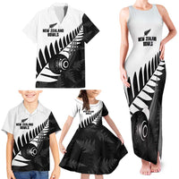 New Zealand Lawn Bowls Custom Family Matching Tank Maxi Dress and Hawaiian Shirt Aotearoa Silver Fern - Polynesian Pride