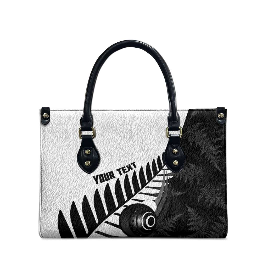 New Zealand Lawn Bowls Custom Leather Bag Aotearoa Silver Fern - Polynesian Pride