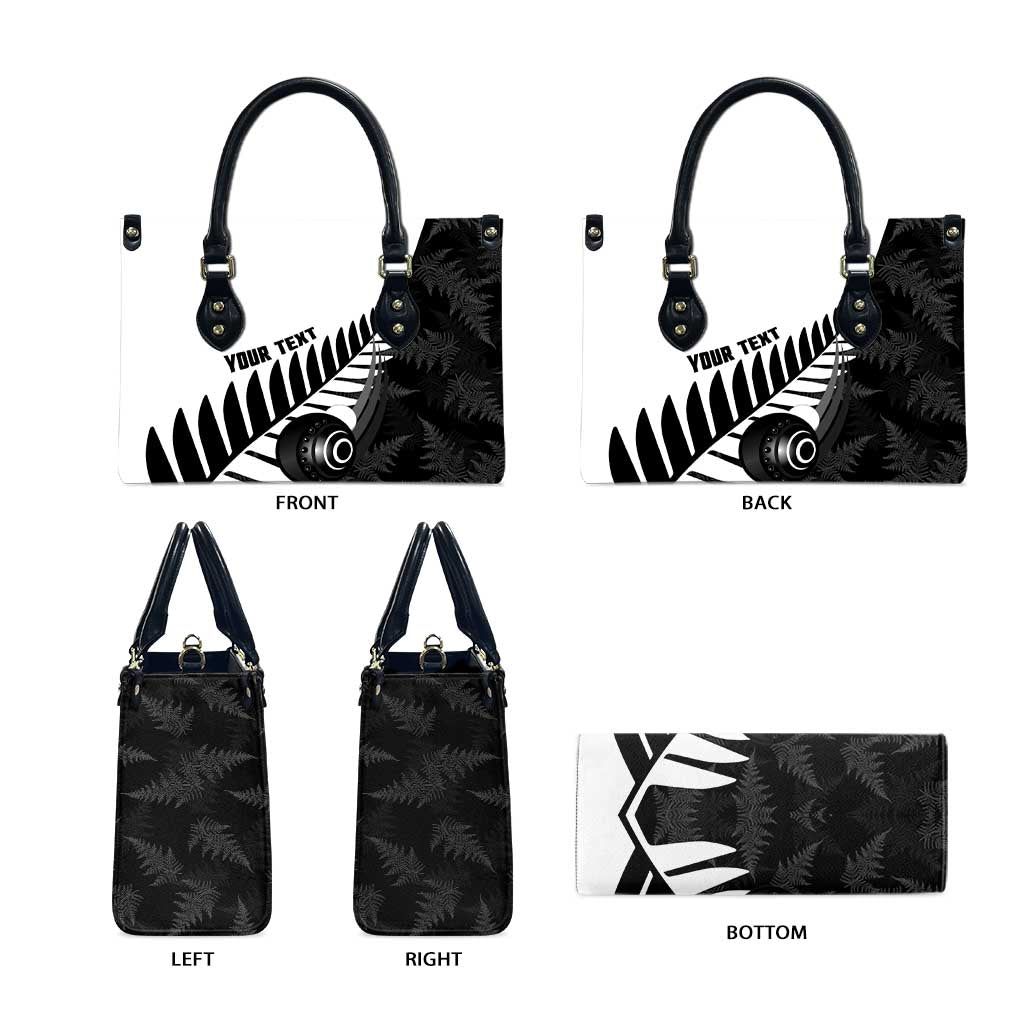 New Zealand Lawn Bowls Custom Leather Bag Aotearoa Silver Fern - Polynesian Pride