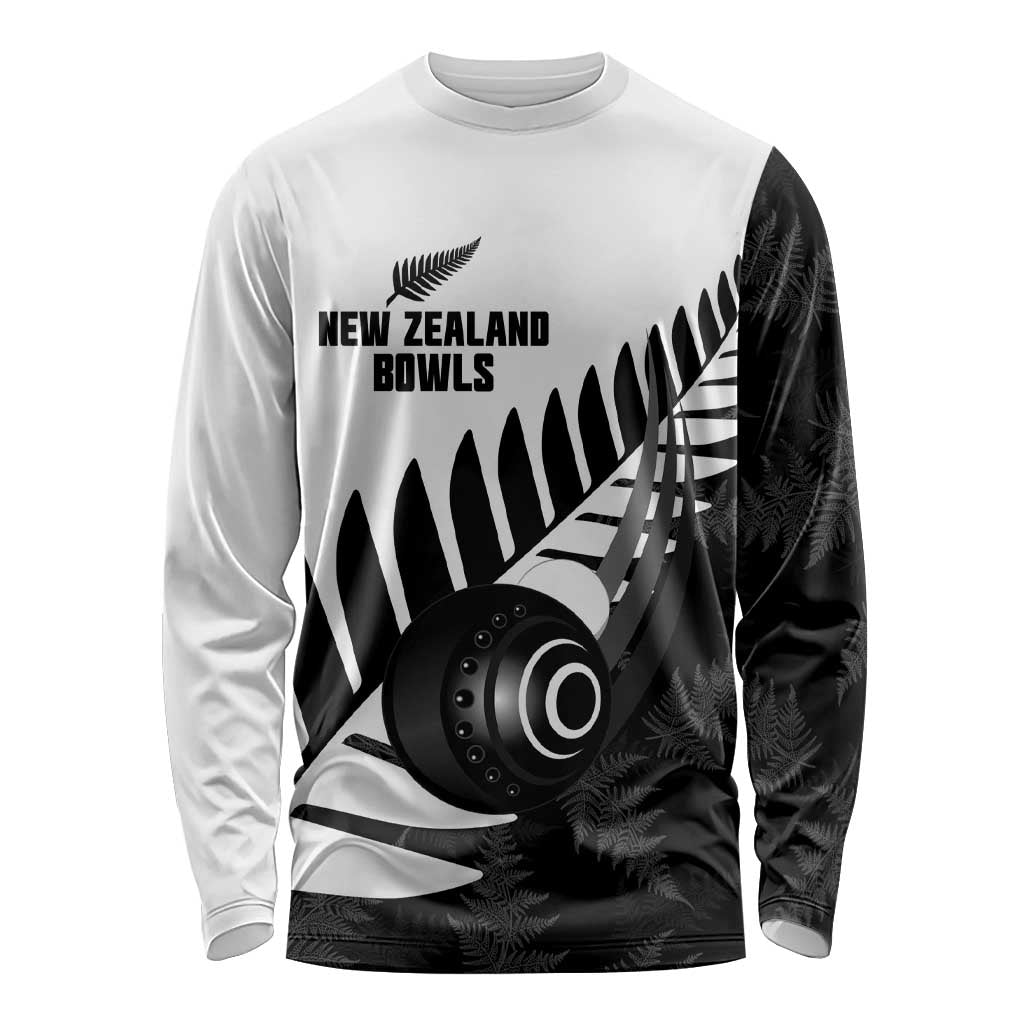 New Zealand Lawn Bowls Custom Long Sleeve Shirt Aotearoa Silver Fern - Polynesian Pride