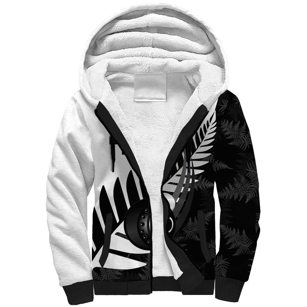 New Zealand Lawn Bowls Custom Sherpa Hoodie Aotearoa Silver Fern - Polynesian Pride