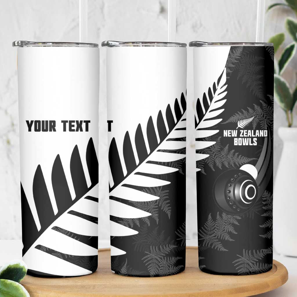 New Zealand Lawn Bowls Custom Skinny Tumbler Aotearoa Silver Fern - Polynesian Pride