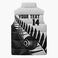 New Zealand Lawn Bowls Custom Sleeveless Puffer Jacket Aotearoa Silver Fern - Polynesian Pride