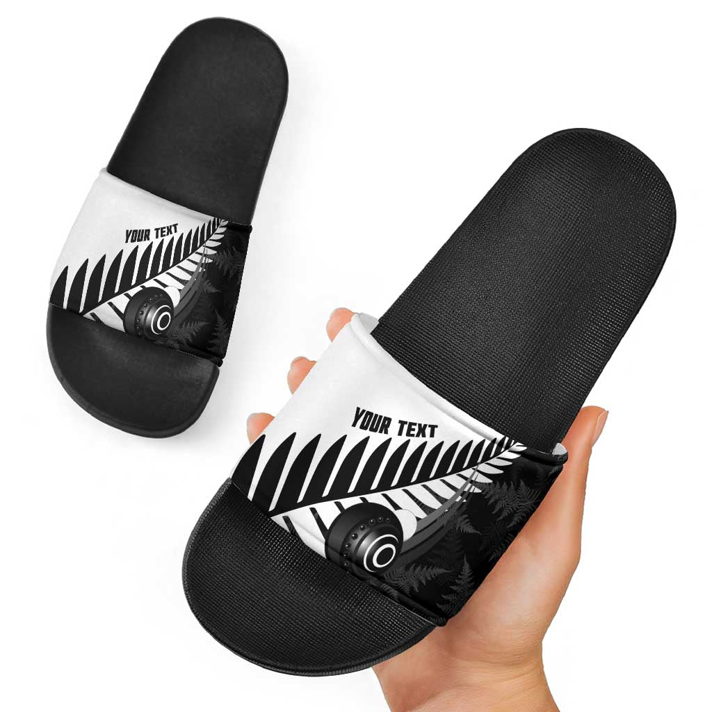 New Zealand Lawn Bowls Custom Slide Sandals Aotearoa Silver Fern - Polynesian Pride
