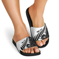 New Zealand Lawn Bowls Custom Slide Sandals Aotearoa Silver Fern - Polynesian Pride