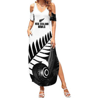 New Zealand Lawn Bowls Custom Summer Maxi Dress Aotearoa Silver Fern - Polynesian Pride