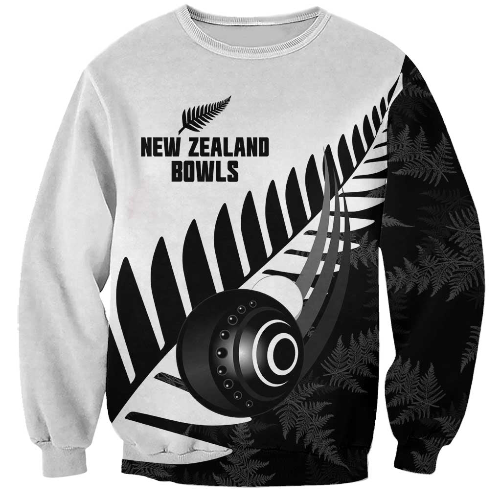 New Zealand Lawn Bowls Custom Sweatshirt Aotearoa Silver Fern - Polynesian Pride
