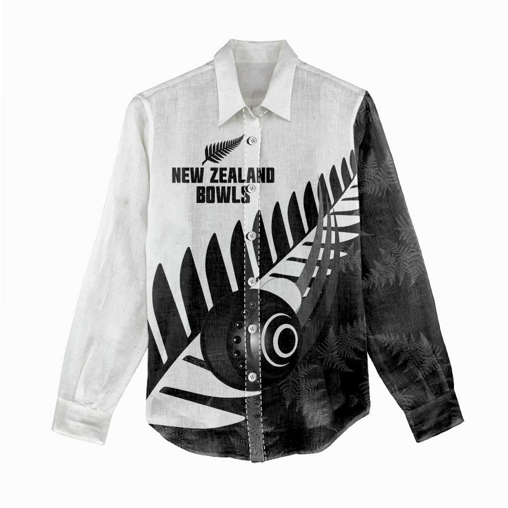 New Zealand Lawn Bowls Custom Women Casual Shirt Aotearoa Silver Fern - Polynesian Pride