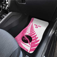 New Zealand Lawn Bowls Breast Cancer Custom Car Mats Aotearoa Maori Silver Fern Pink Ribbon - Polynesian Pride