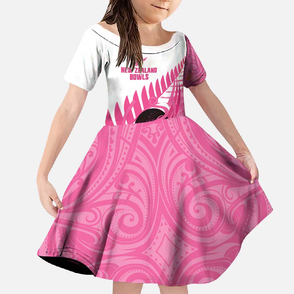 New Zealand Lawn Bowls Breast Cancer Custom Family Matching Mermaid Dress and Hawaiian Shirt Aotearoa Maori Silver Fern Pink Ribbon - Polynesian Pride