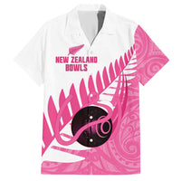 New Zealand Lawn Bowls Breast Cancer Custom Hawaiian Shirt Aotearoa Maori Silver Fern Pink Ribbon LT14 Pink - Polynesian Pride