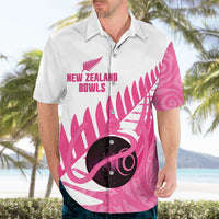 New Zealand Lawn Bowls Breast Cancer Custom Hawaiian Shirt Aotearoa Maori Silver Fern Pink Ribbon LT14 - Polynesian Pride