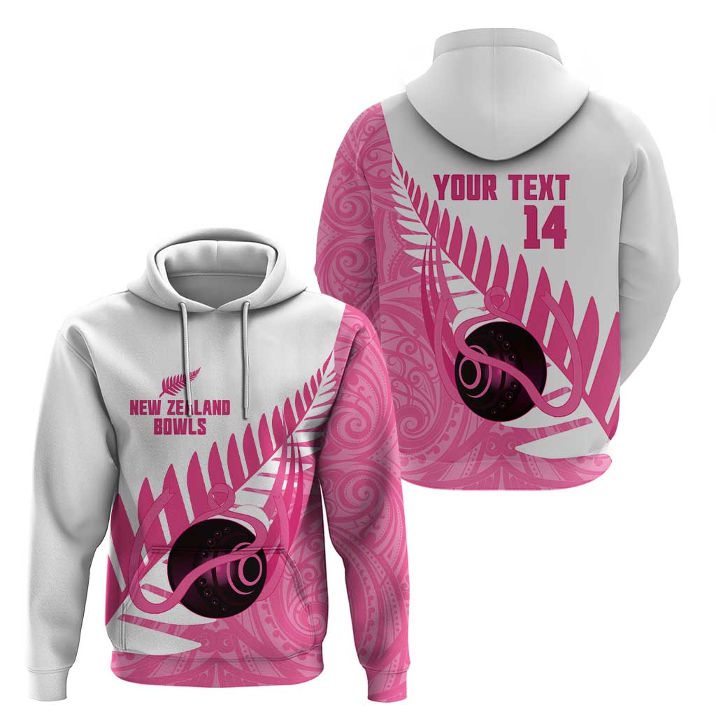 New Zealand Lawn Bowls Breast Cancer Custom Hoodie Aotearoa Maori Silver Fern Pink Ribbon LT14 - Polynesian Pride