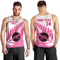 New Zealand Lawn Bowls Breast Cancer Custom Men Tank Top Aotearoa Maori Silver Fern Pink Ribbon LT14 - Polynesian Pride