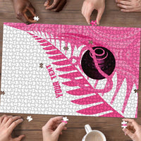 New Zealand Lawn Bowls Breast Cancer Custom Puzzle Aotearoa Maori Silver Fern Pink Ribbon LT14 - Polynesian Pride
