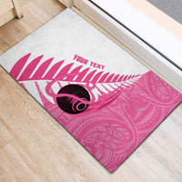 New Zealand Lawn Bowls Breast Cancer Custom Rubber Doormat Aotearoa Maori Silver Fern Pink Ribbon LT14 - Polynesian Pride