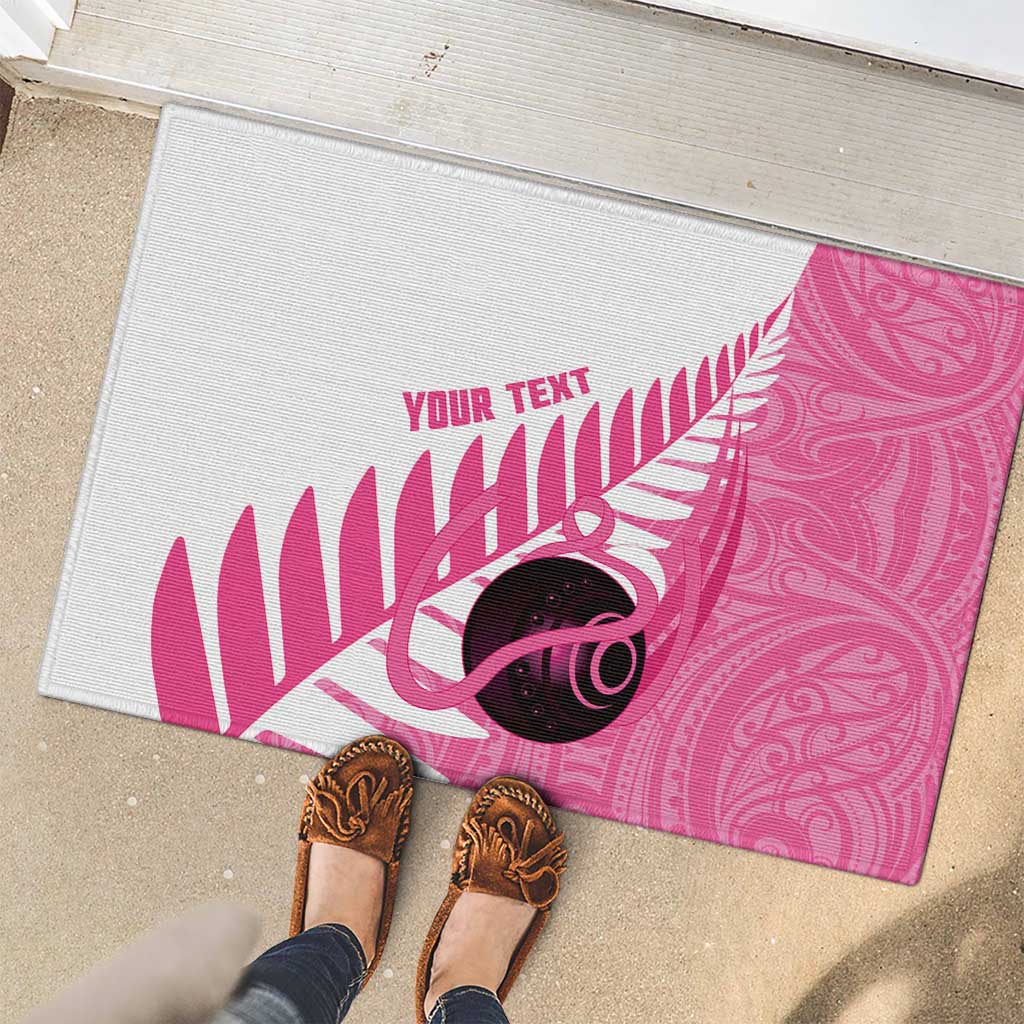 New Zealand Lawn Bowls Breast Cancer Custom Rubber Doormat Aotearoa Maori Silver Fern Pink Ribbon LT14 - Polynesian Pride