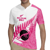 New Zealand Lawn Bowls Breast Cancer Custom Rugby Jersey Aotearoa Maori Silver Fern Pink Ribbon - Polynesian Pride